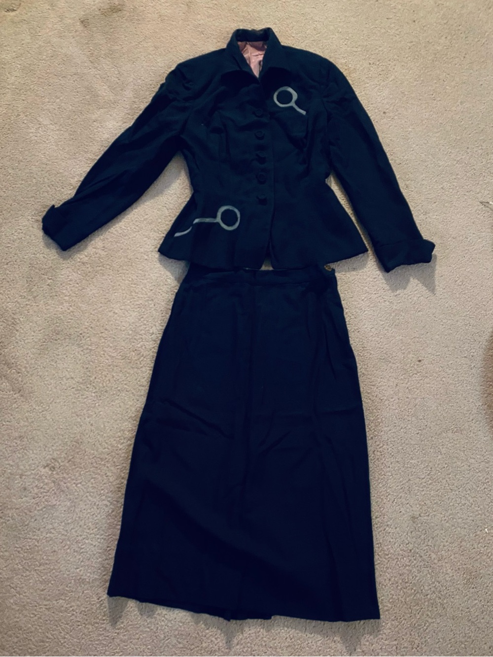 Van Heusen Black Skirt Set with Gray Circular Details
